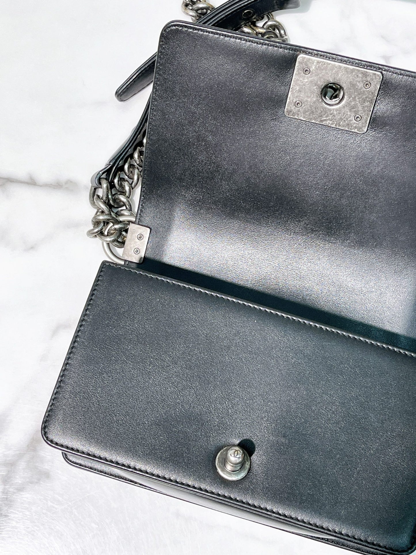 CHANEL SMALL LEBOY, Black/Silver