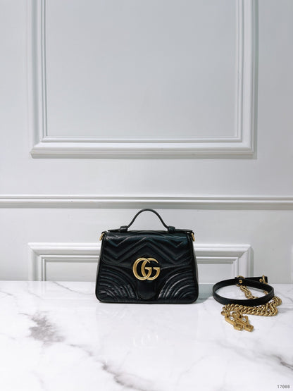 GUCCI MARMONT TOP HANDLE BAG, Black/Gold