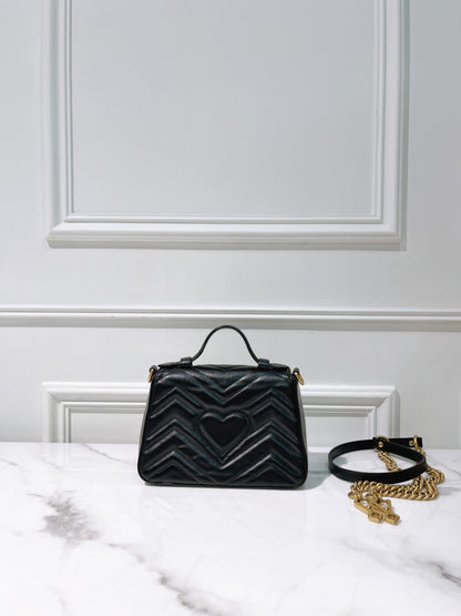 GUCCI MARMONT TOP HANDLE BAG, Black/Gold