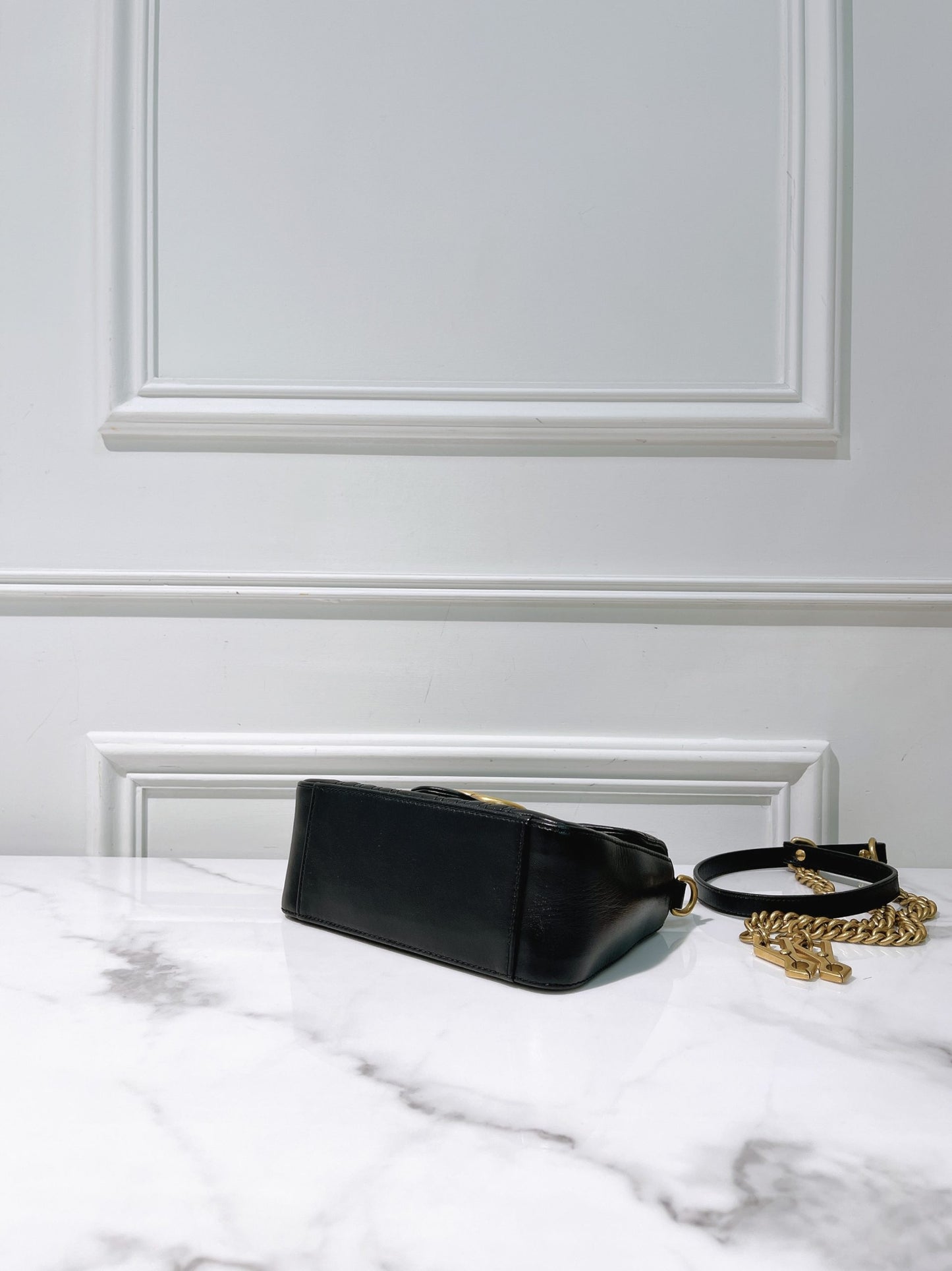 GUCCI MARMONT TOP HANDLE BAG, Black/Gold