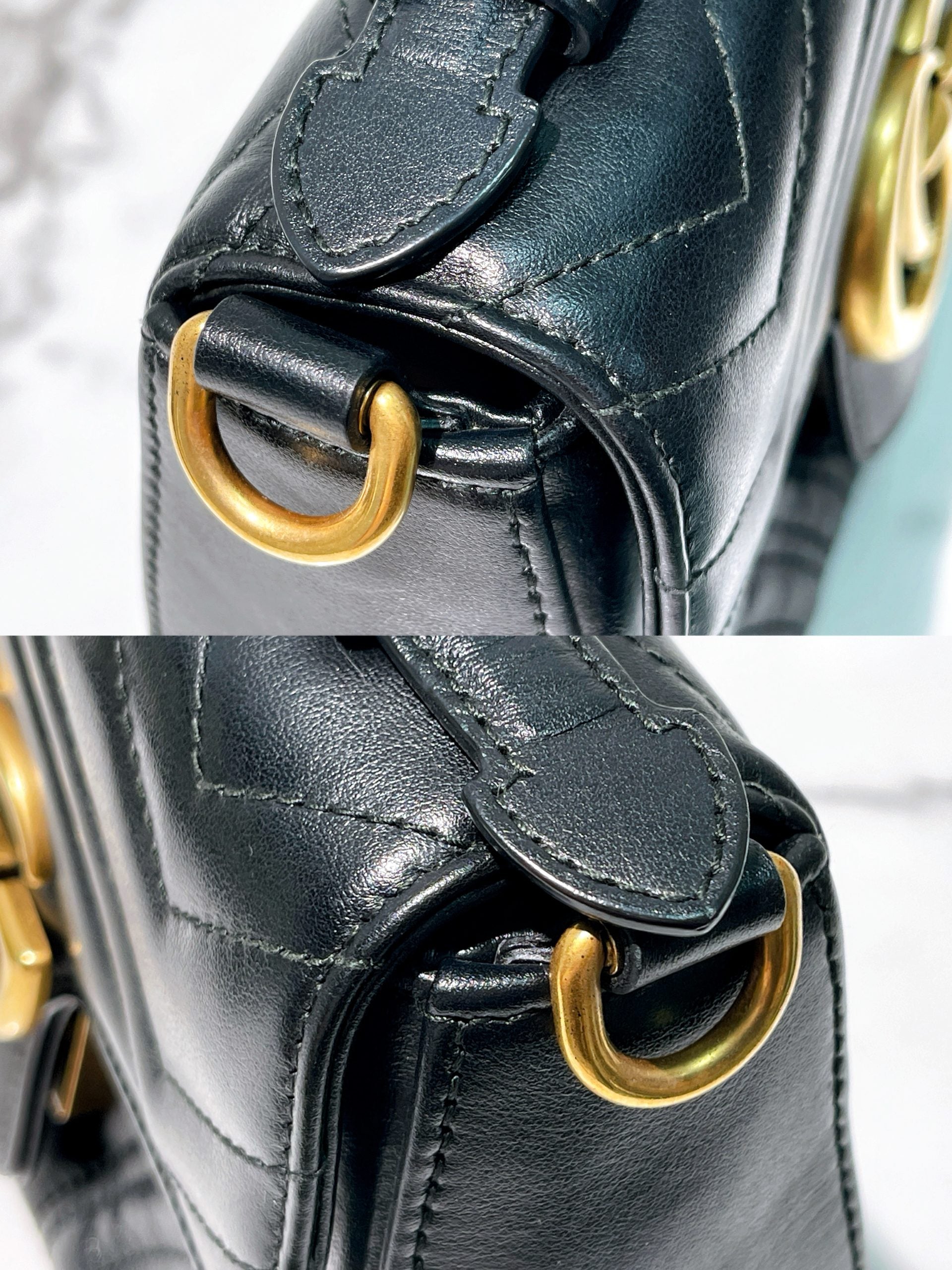 GUCCI MARMONT TOP HANDLE BAG, Black/Gold