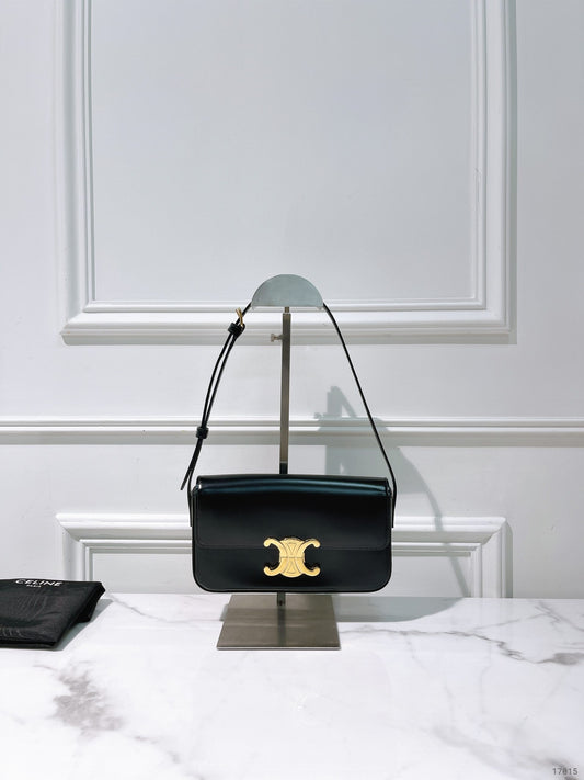 CELINE CLAUDE SHOULDER BAG, Black/Gold