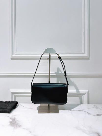 CELINE CLAUDE SHOULDER BAG, Black/Gold