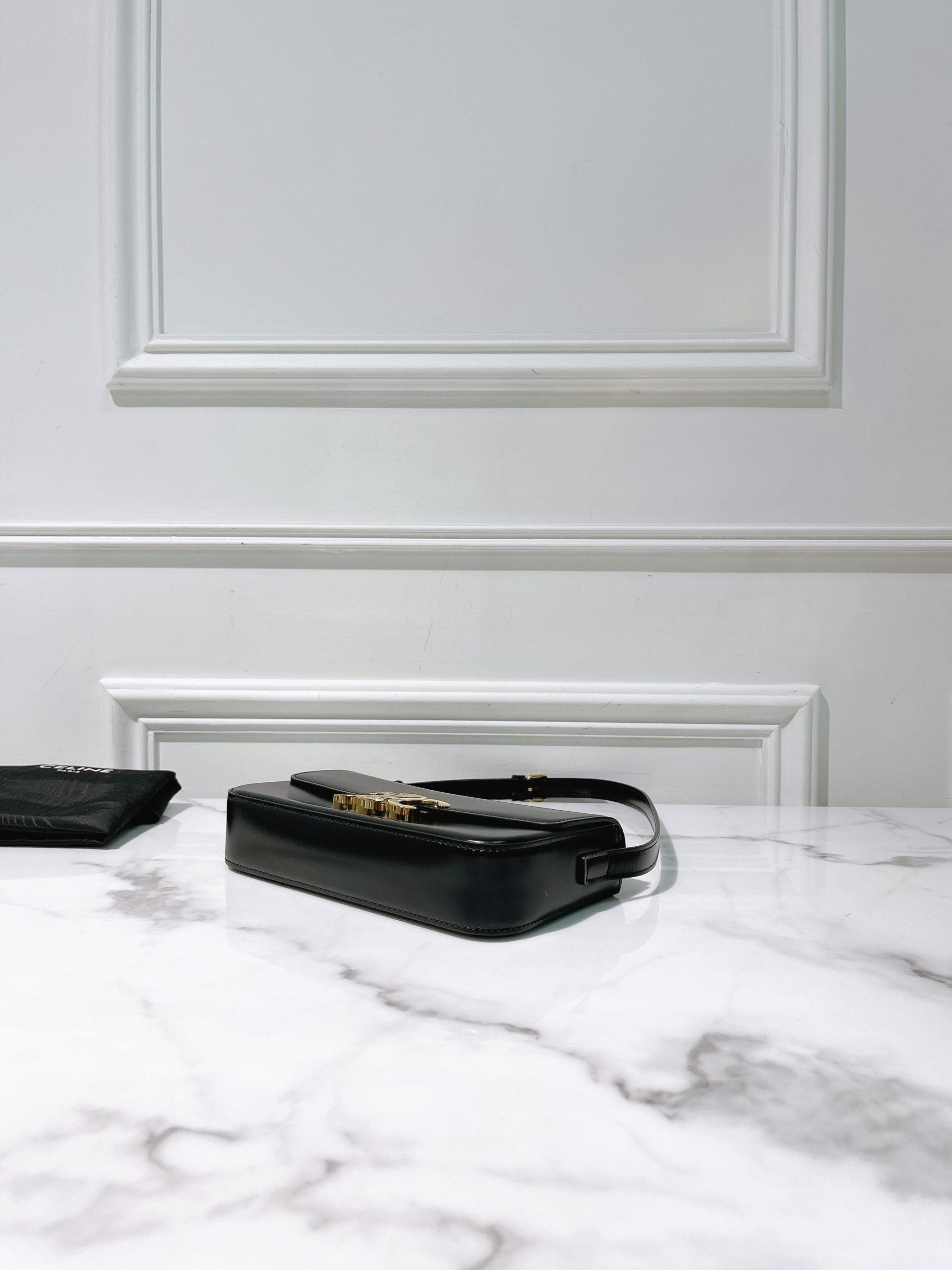 CELINE CLAUDE SHOULDER BAG, Black/Gold
