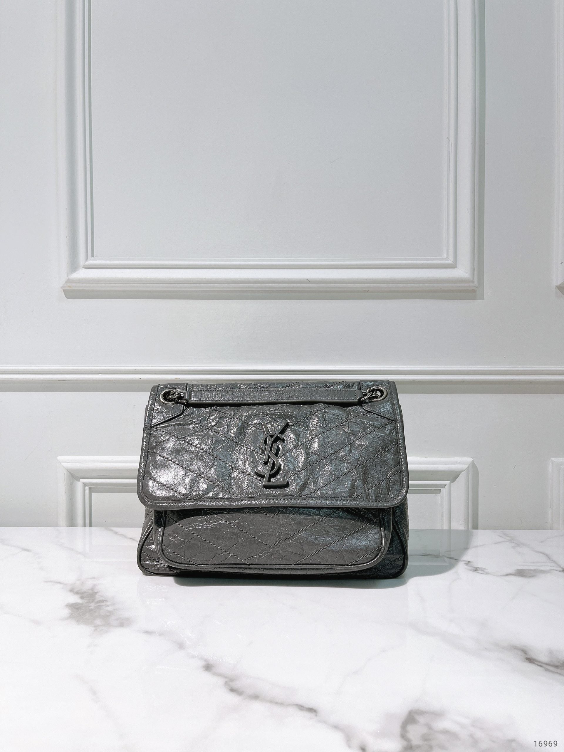 YSL NIKI, Gray/Silver