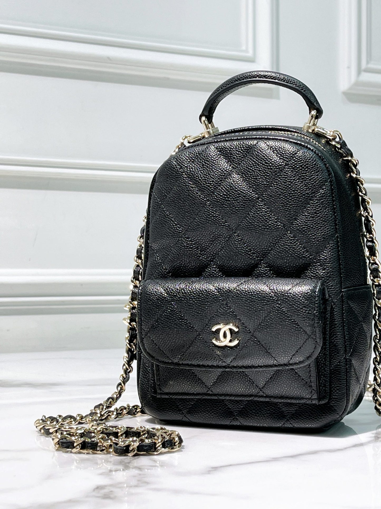 CHANEL 24C MINI BACKPACK, Black/Gold