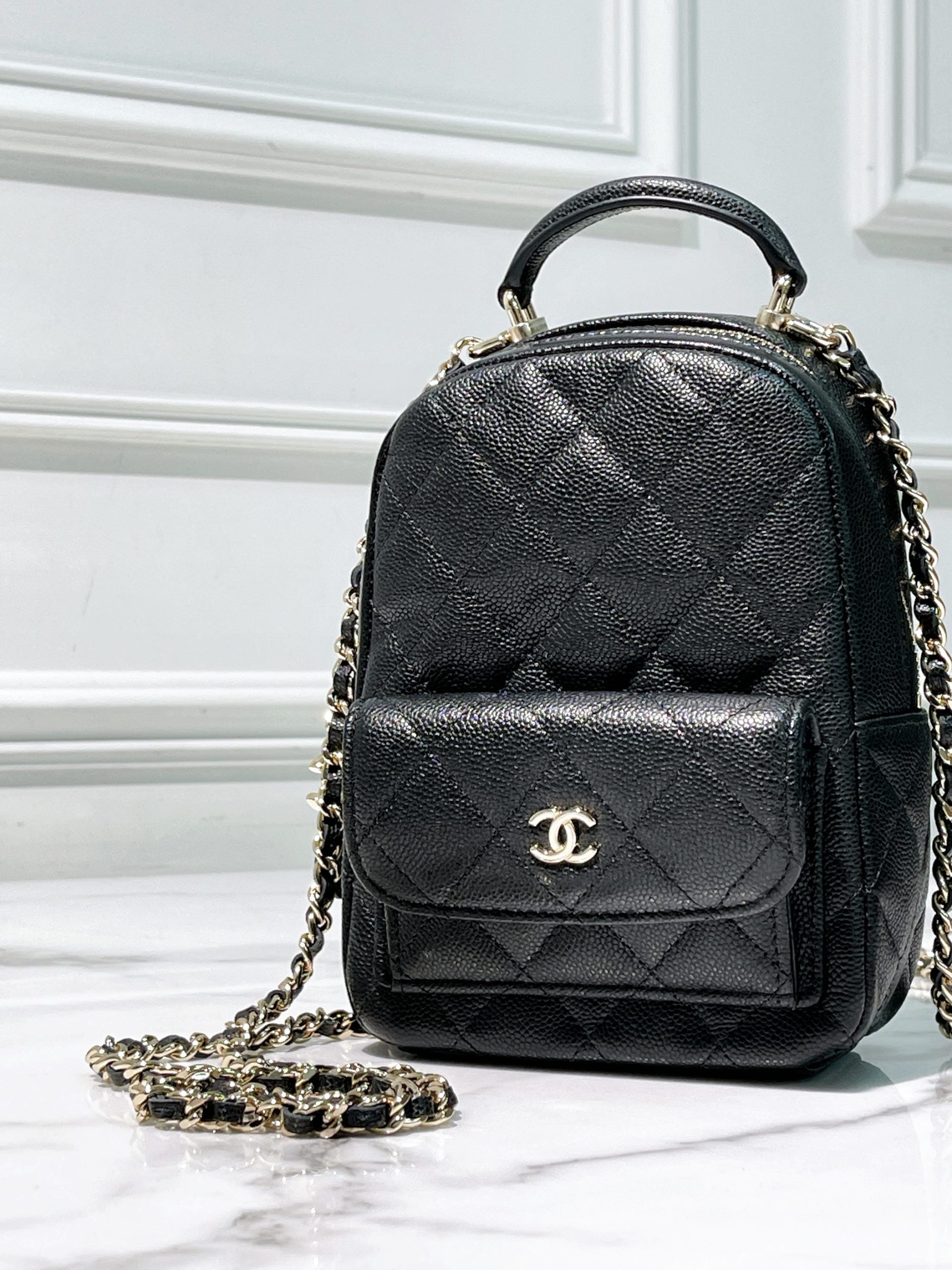 CHANEL 24C MINI BACKPACK, Black/Gold