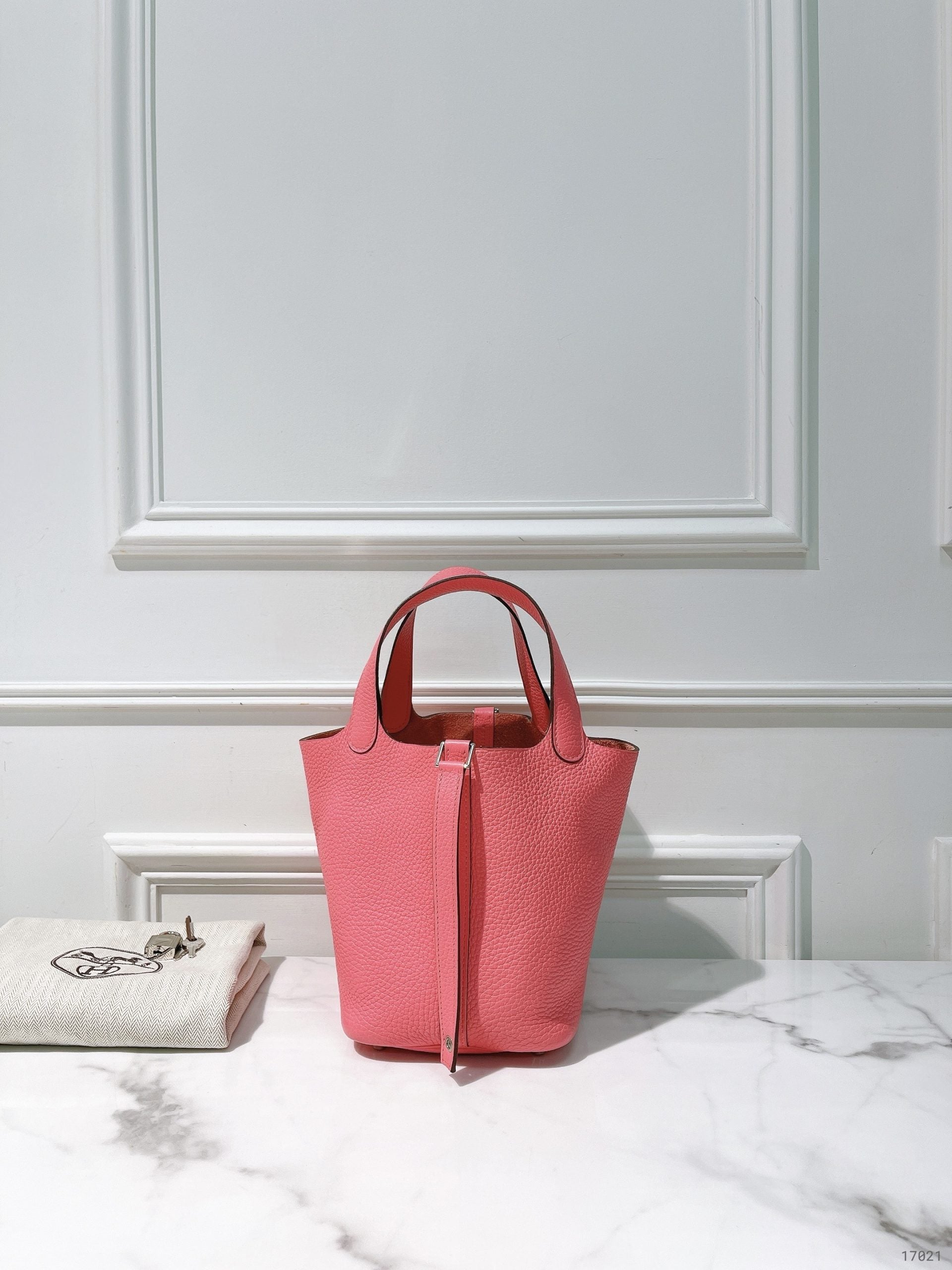 HERMES PICOTIN 18, Rose Lipstick/Silver