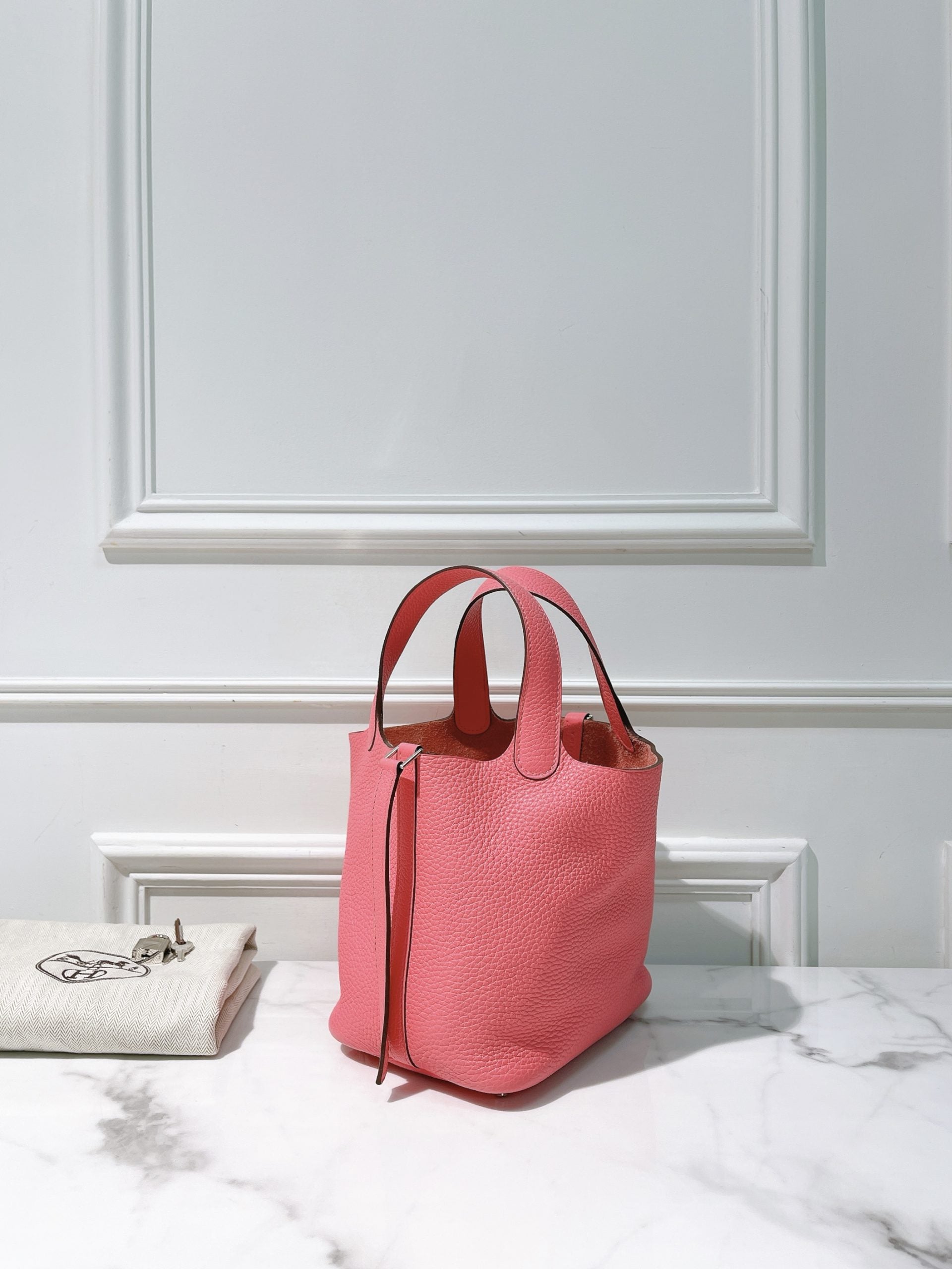 HERMES PICOTIN 18, Rose Lipstick/Silver