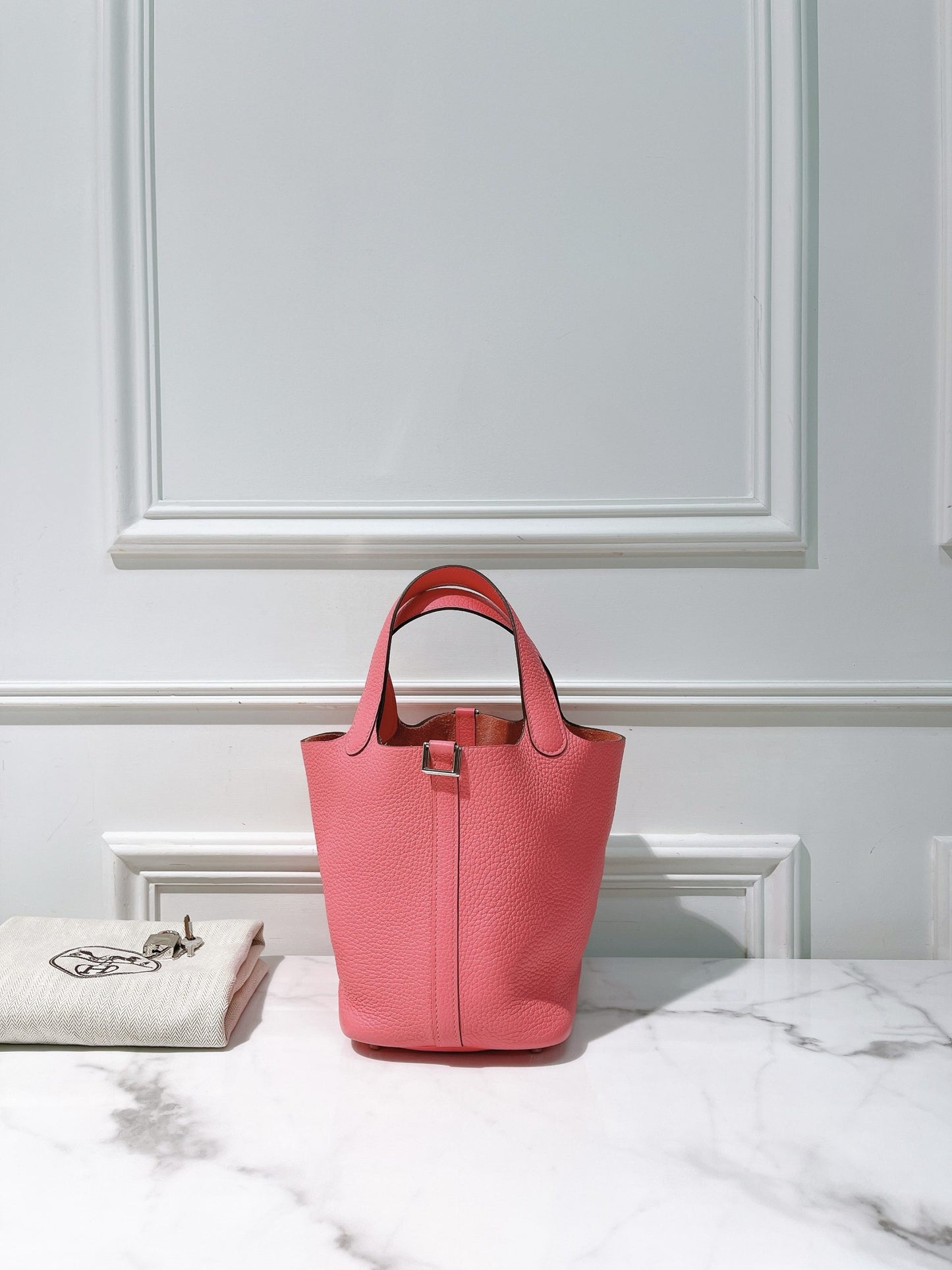 HERMES PICOTIN 18, Rose Lipstick/Silver