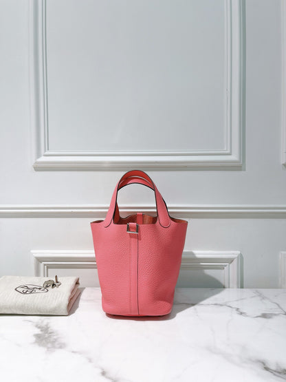 HERMES PICOTIN 18, Rose Lipstick/Silver