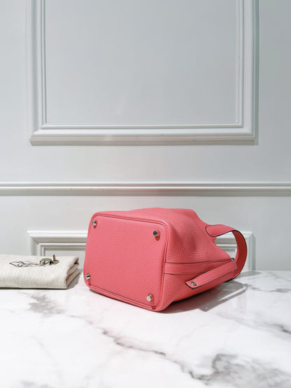 HERMES PICOTIN 18, Rose Lipstick/Silver