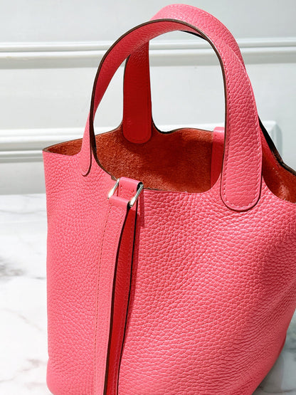 HERMES PICOTIN 18, Rose Lipstick/Silver