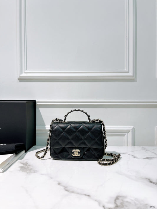 CHANEL 25P MINI HANDLE, Black/Gold