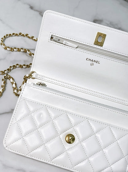 CHANEL WOC, White/Gold