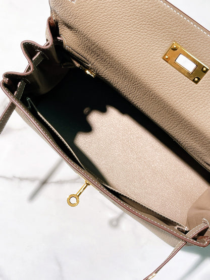 HERMES KELLY 28, Etoupe/Gold