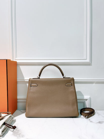 HERMES KELLY 32, Etoupe/Gold