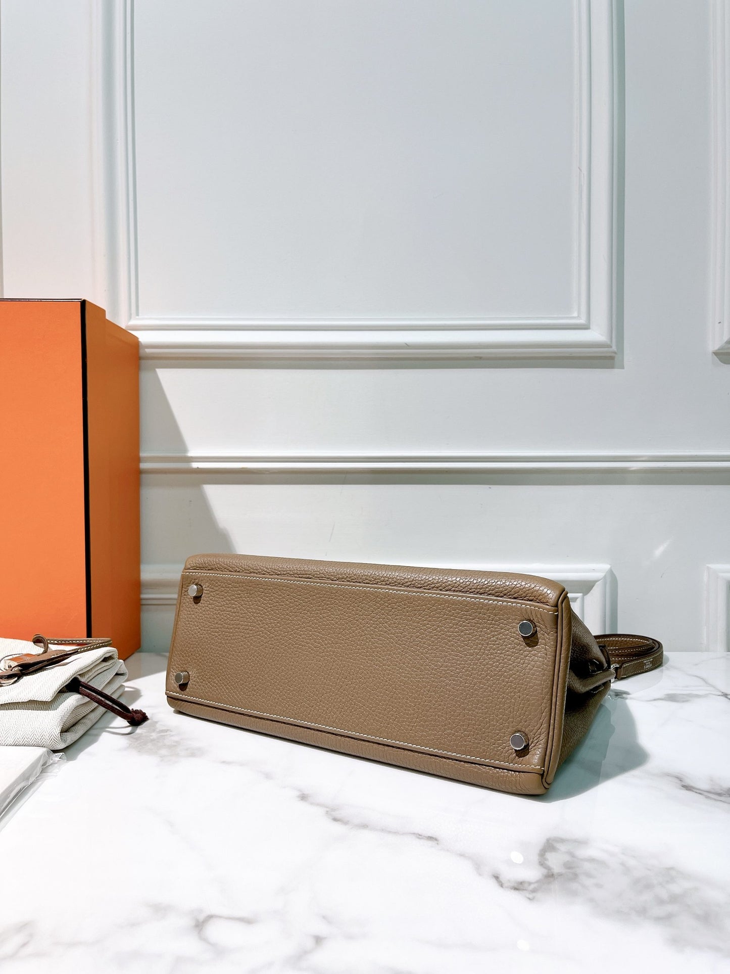 HERMES KELLY 32, Etoupe/Gold