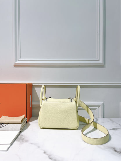 HERMES MINI LINDY, Jaune Milton/Silver