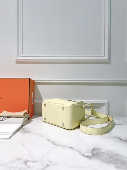 HERMES MINI LINDY, Jaune Milton/Silver