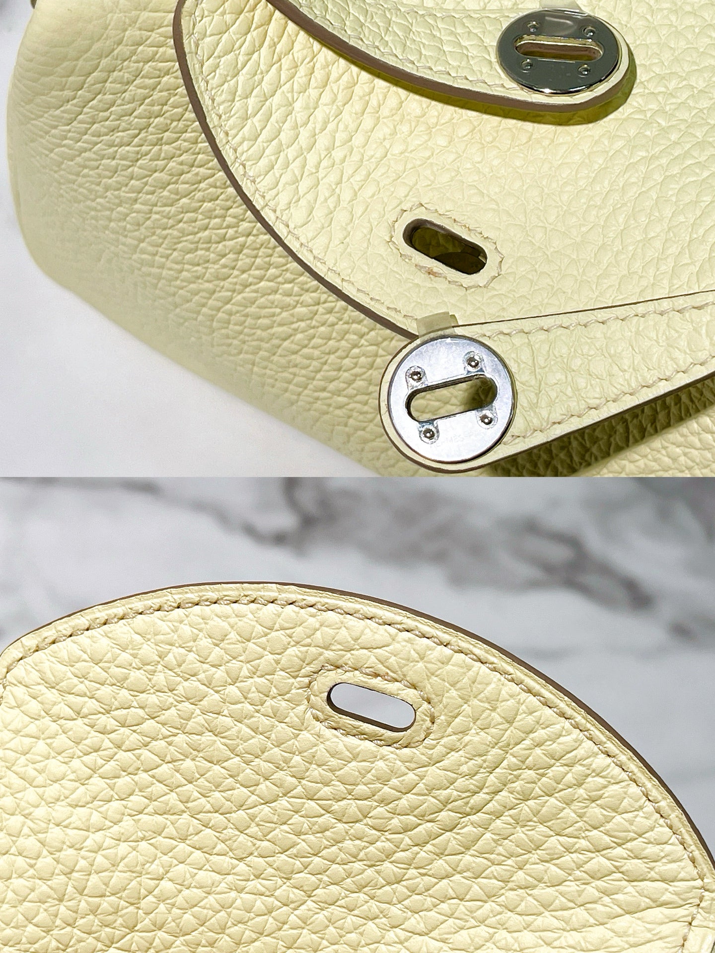 HERMES MINI LINDY, Jaune Milton/Silver