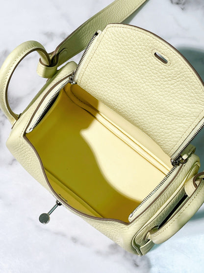 HERMES MINI LINDY, Jaune Milton/Silver