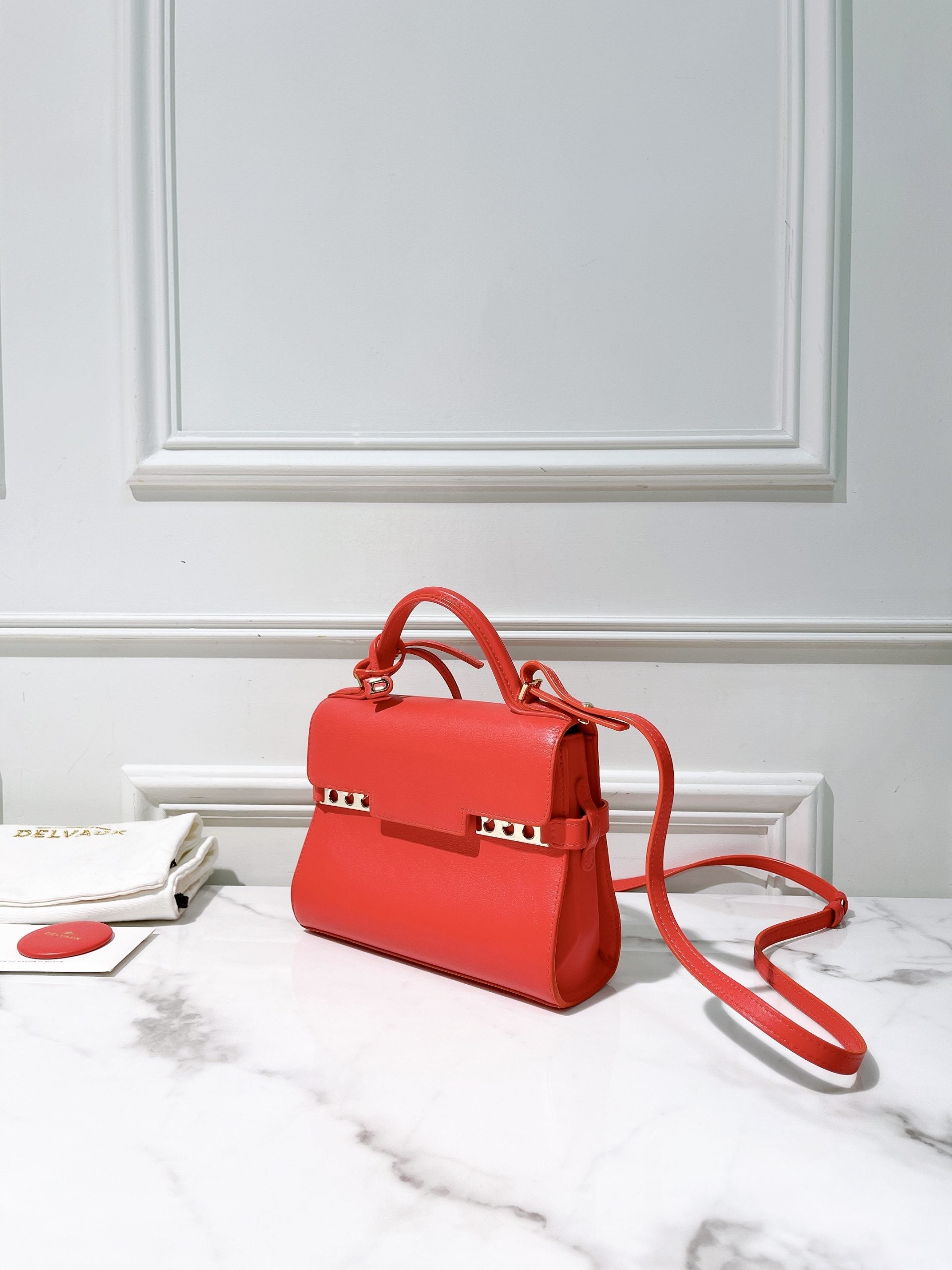 DELVAUX MINI TEMPETE, Red/Gold
