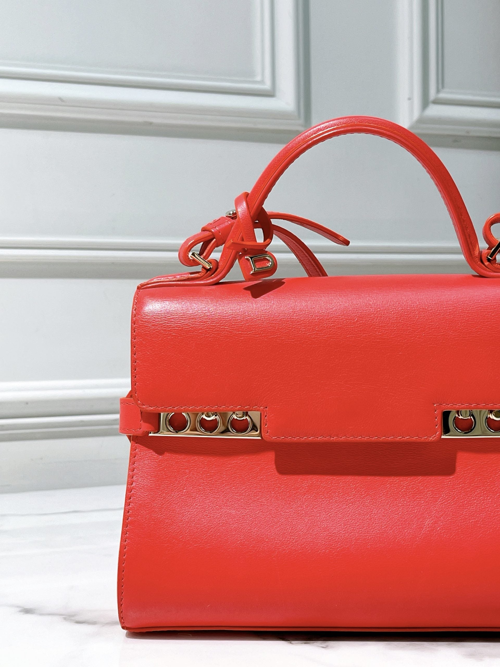 DELVAUX MINI TEMPETE, Red/Gold
