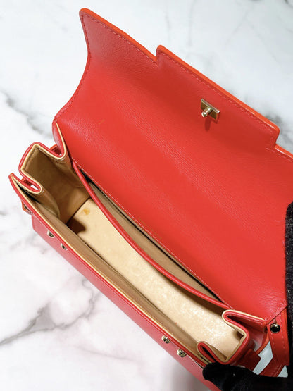 DELVAUX MINI TEMPETE, Red/Gold