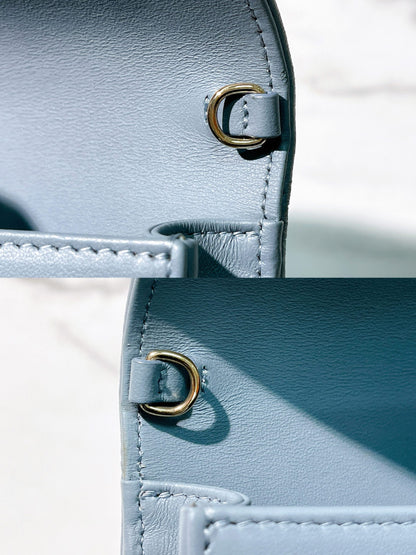 DIOR LADY DIOR POUCH WITH CHAIN, Blue/Gold