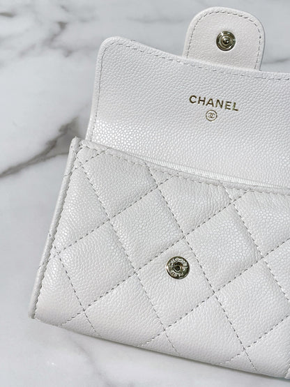 CHANEL CARD HOLDER, White/Gold