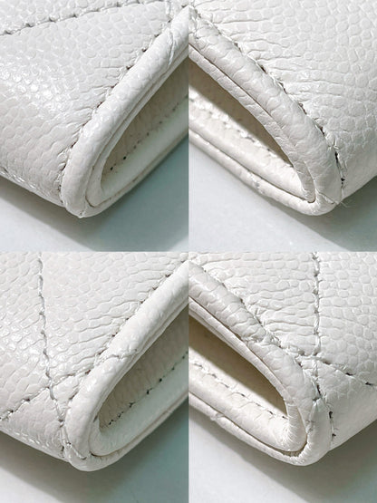 CHANEL CARD HOLDER, White/Gold