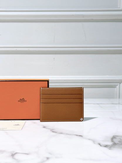 HERMES H SELLIER CARD HOLDER, Gold