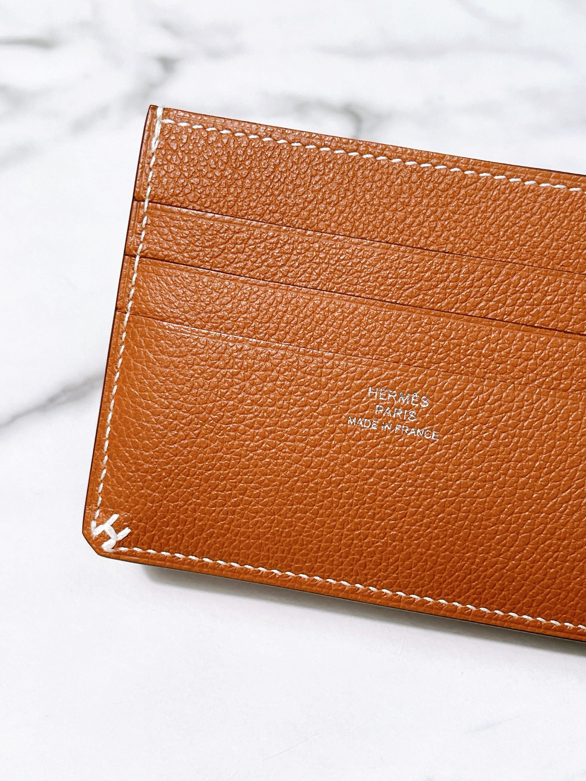 HERMES H SELLIER CARD HOLDER, Gold