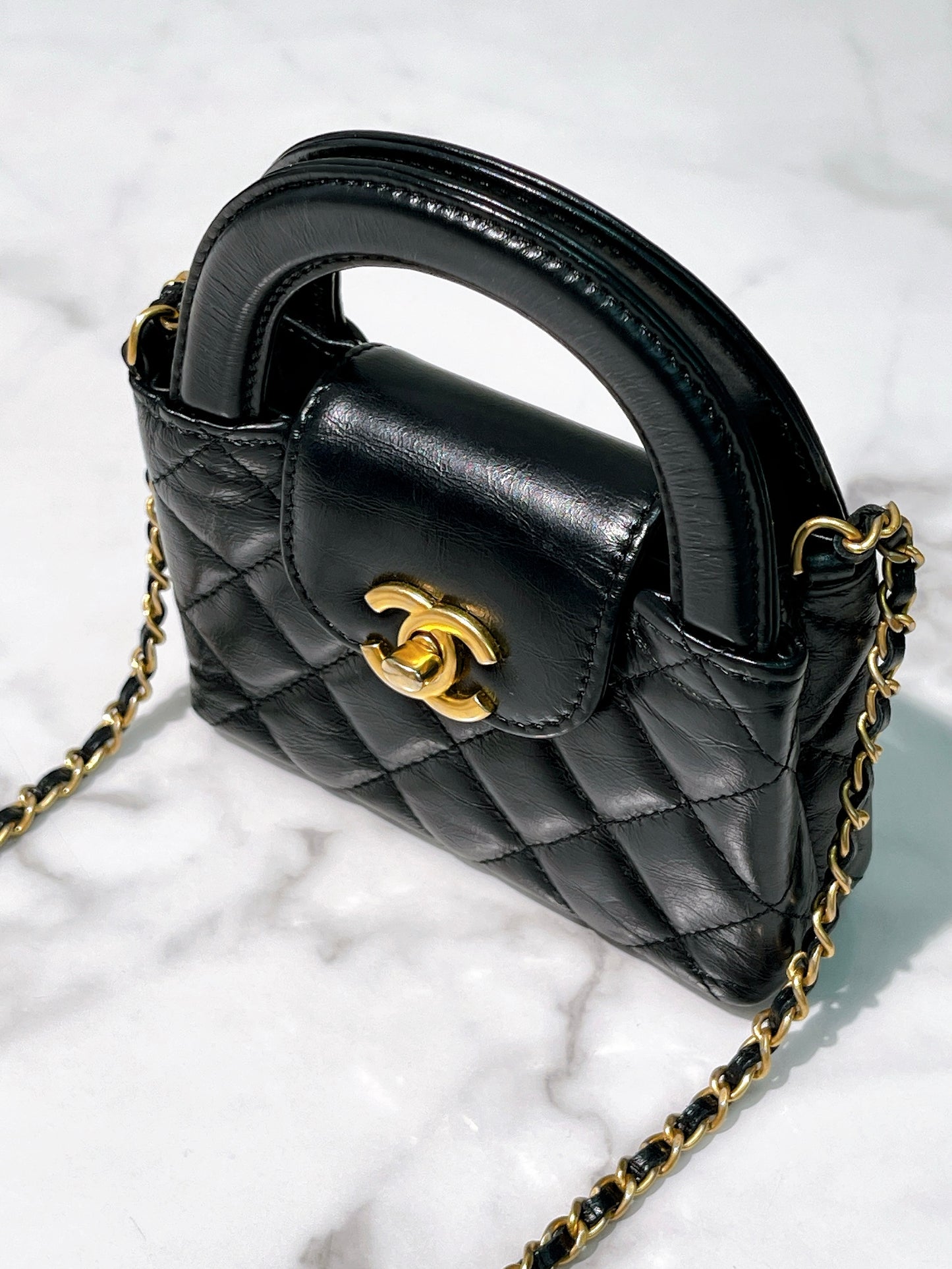 CHANEL KELLY MINI, Black/Gold