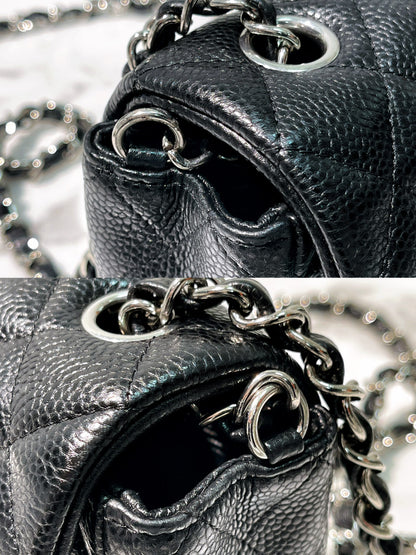 CHANEL MINI FLAP, Black/Silver