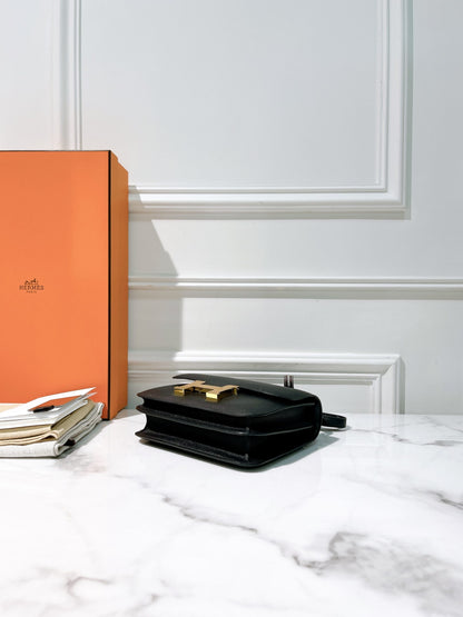 HERMES CONSTANCE MINI, Noir/Gold