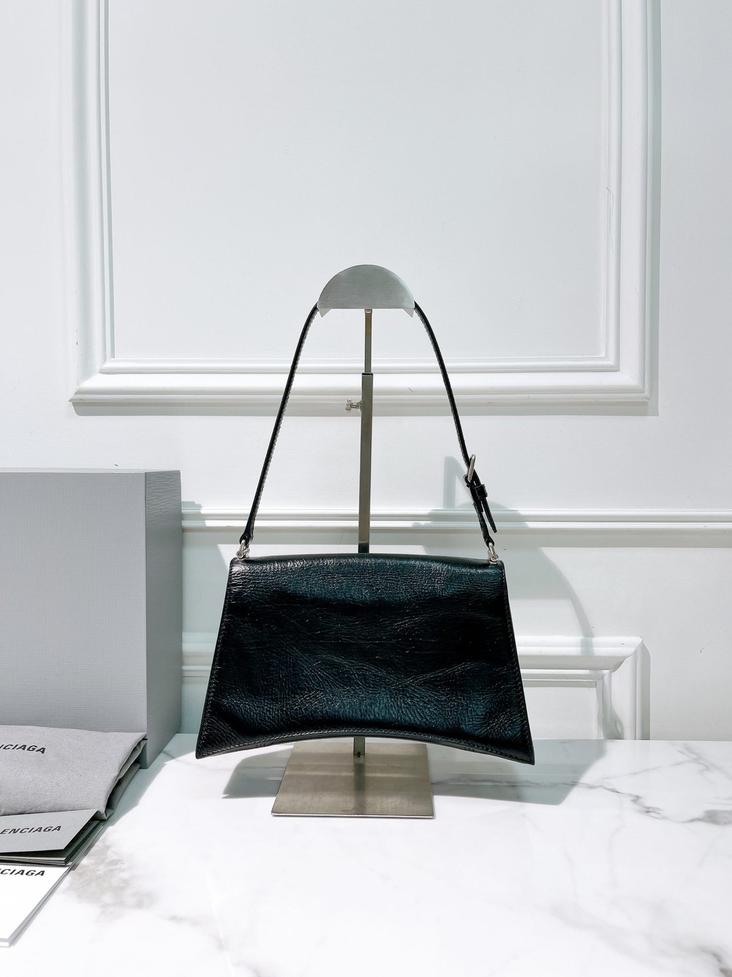 BALENCIAGA CRUSH SMALL, Black/Silver