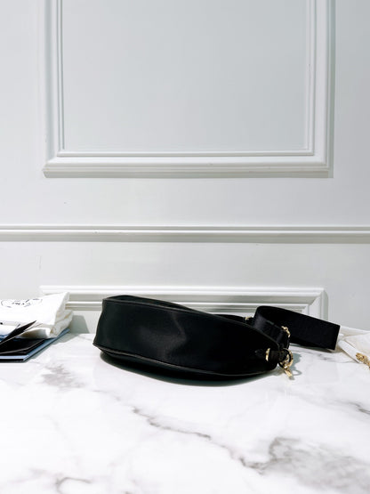 PRADA DEMI-LUNE SHOULDER BAG, Black/Gold