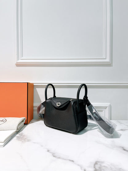 HERMES MINI LINDY, Noir/Silver