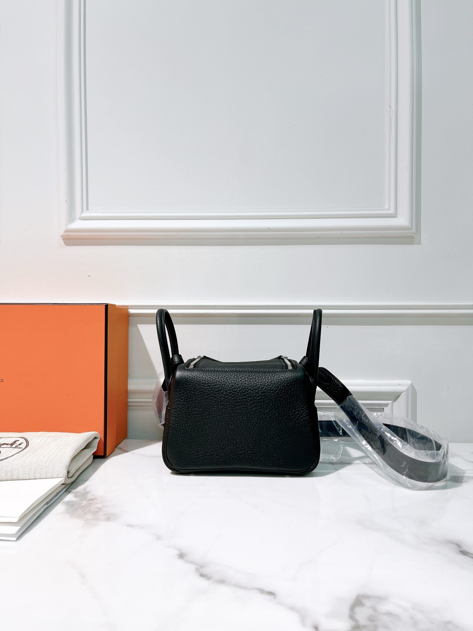 HERMES MINI LINDY, Noir/Silver