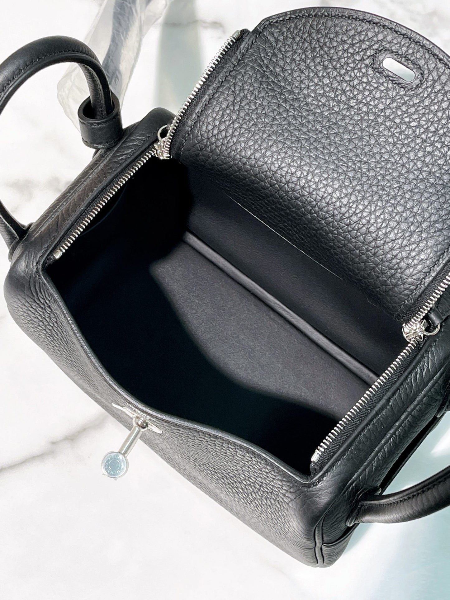 HERMES MINI LINDY, Noir/Silver