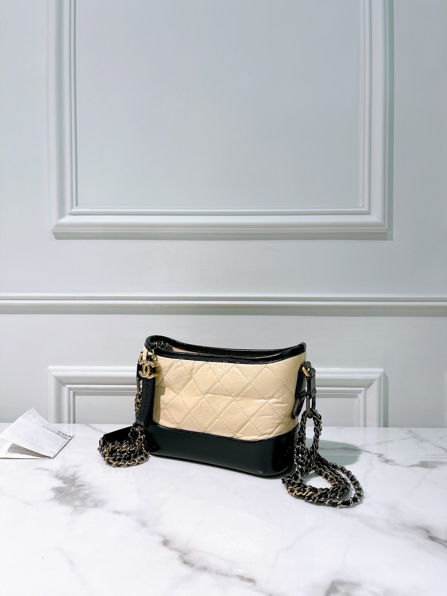 CHANEL GABRIELLE SMALL HOBO, Beige/Black