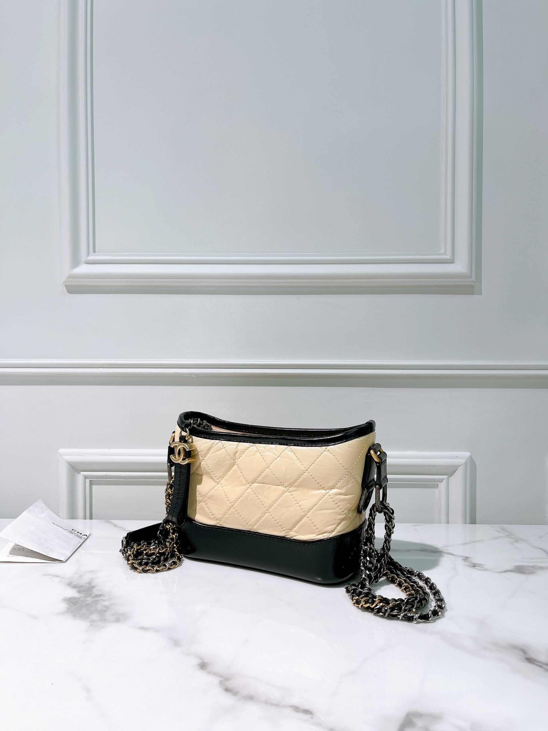 CHANEL GABRIELLE SMALL HOBO, Beige/Black