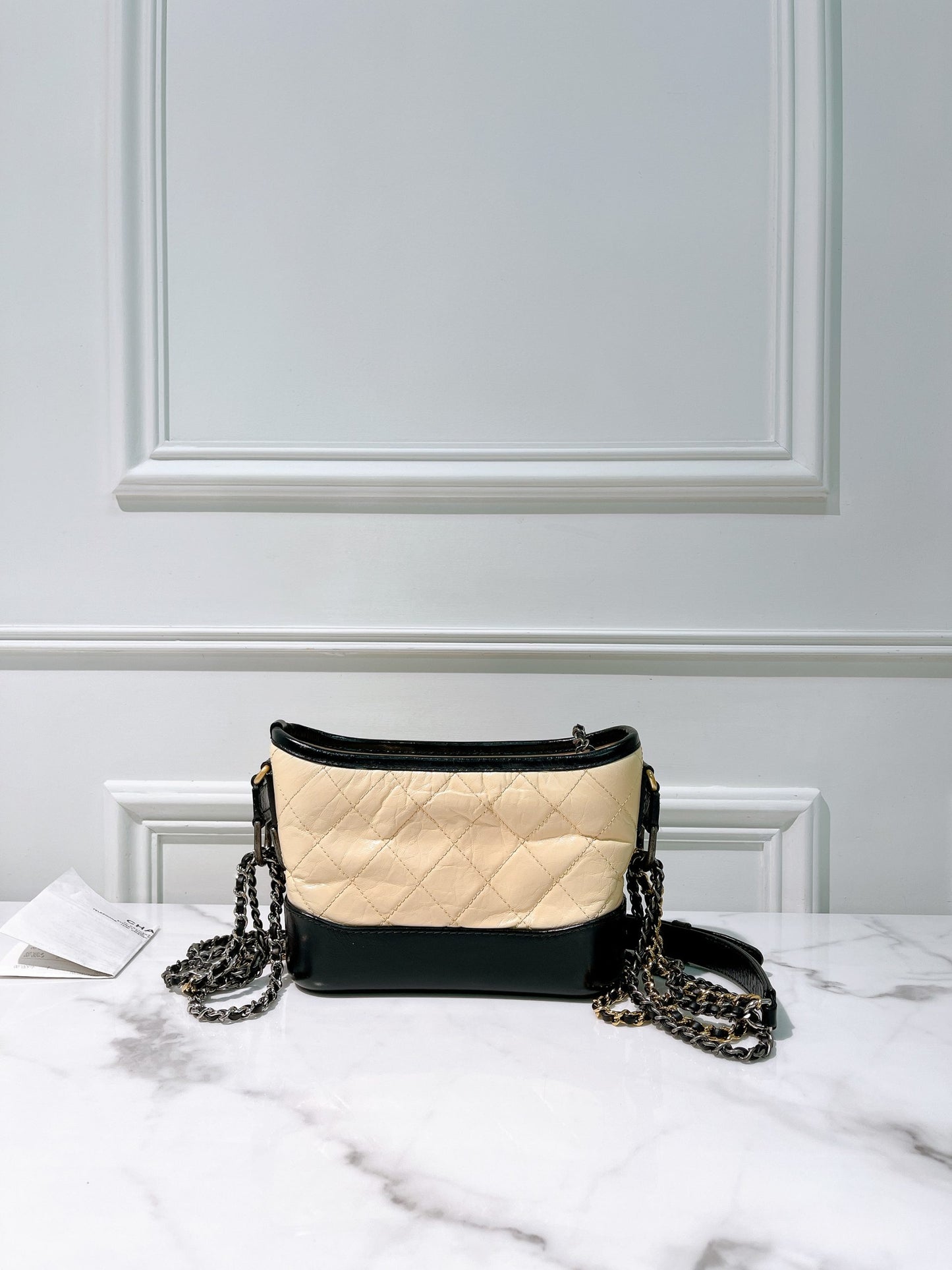 CHANEL GABRIELLE SMALL HOBO, Beige/Black