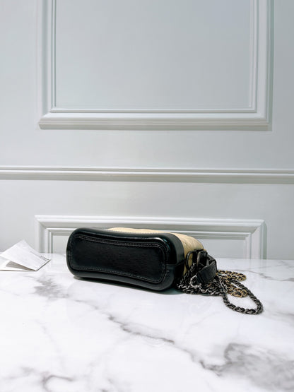 CHANEL GABRIELLE SMALL HOBO, Beige/Black