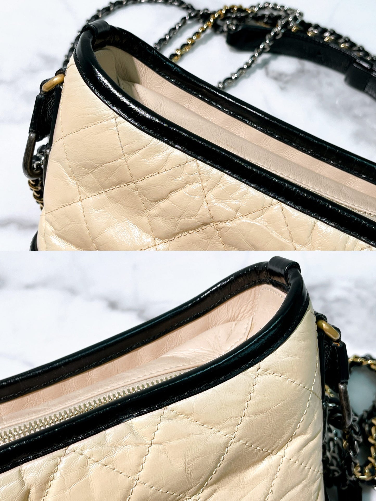 CHANEL GABRIELLE SMALL HOBO, Beige/Black
