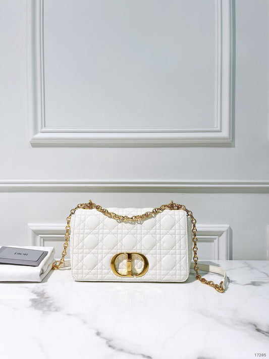 DIOR MEDIUM DIOR CARO BAG, White/Gold