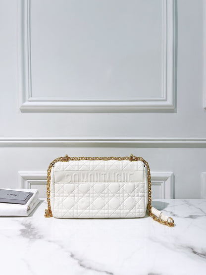 DIOR MEDIUM DIOR CARO BAG, White/Gold