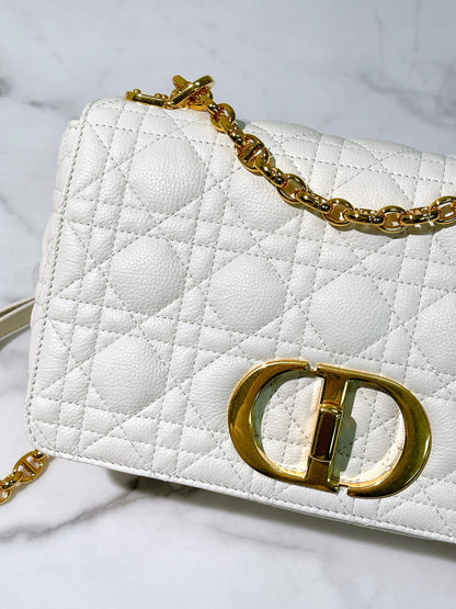 DIOR MEDIUM DIOR CARO BAG, White/Gold